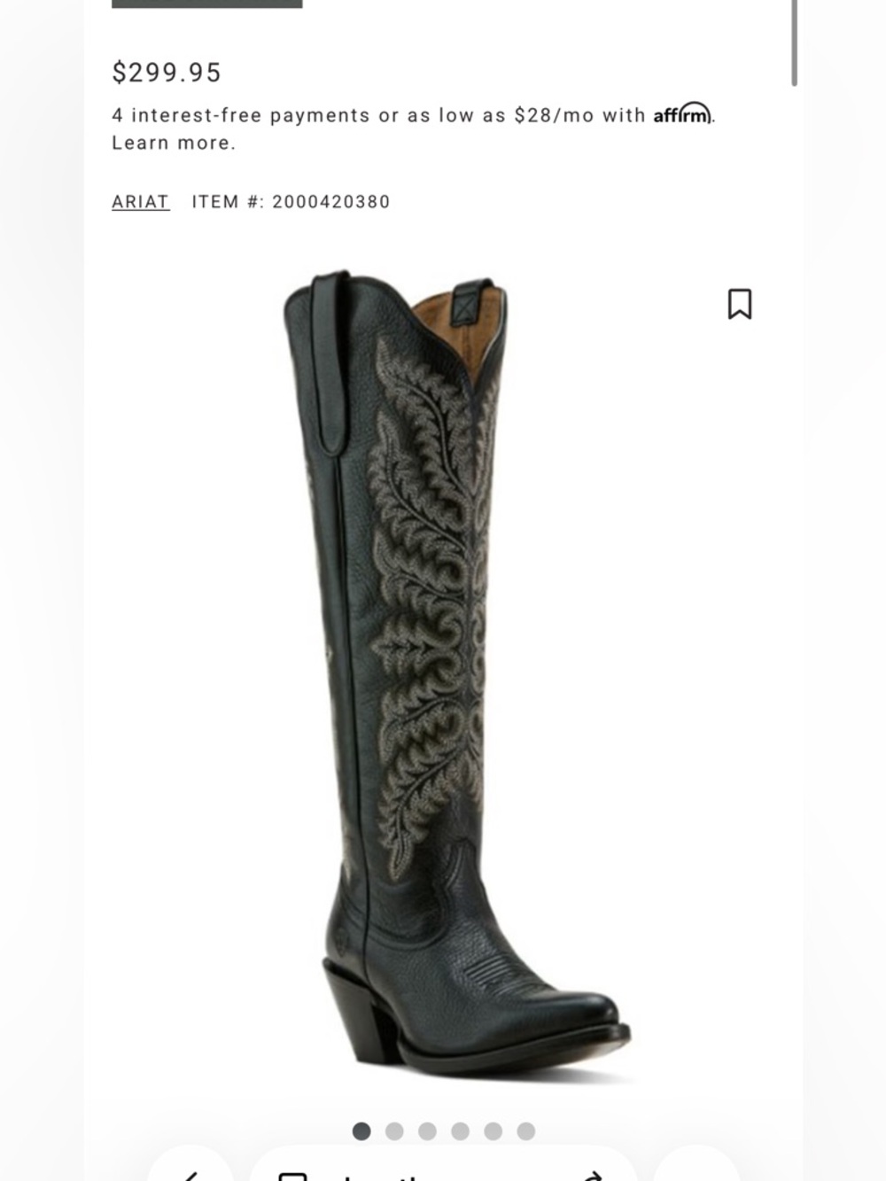 Ariat Black Leather Western Boots with Silver Stitching